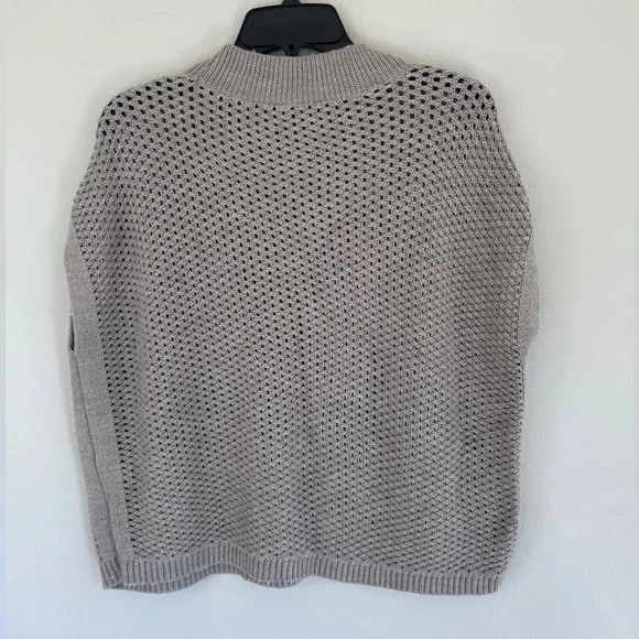 EILEEN FISHER Merino Wool Open Knit Boxy Mock Sweater Lagenlook Quiet Luxury | S - Picture 8 of 12